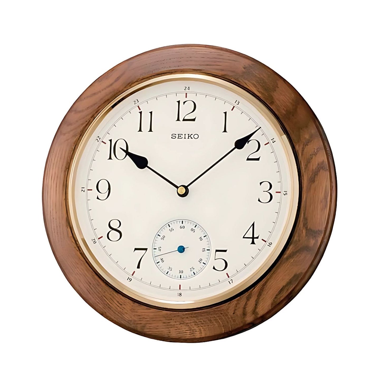Seiko Wall Clock 30x30x4.7 cm Wood • Silent Quartz Movement • Real Wood Casing