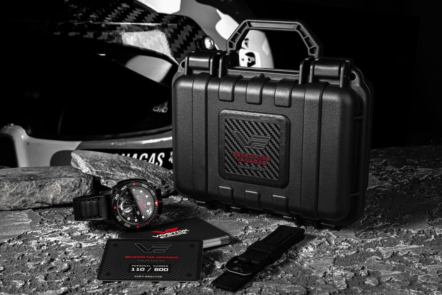 Vostok Europe Benediktas Vanagas Dakar VK67-650J740 Herren Uhr • Quarz Chronograph • Titan & Mineralglas