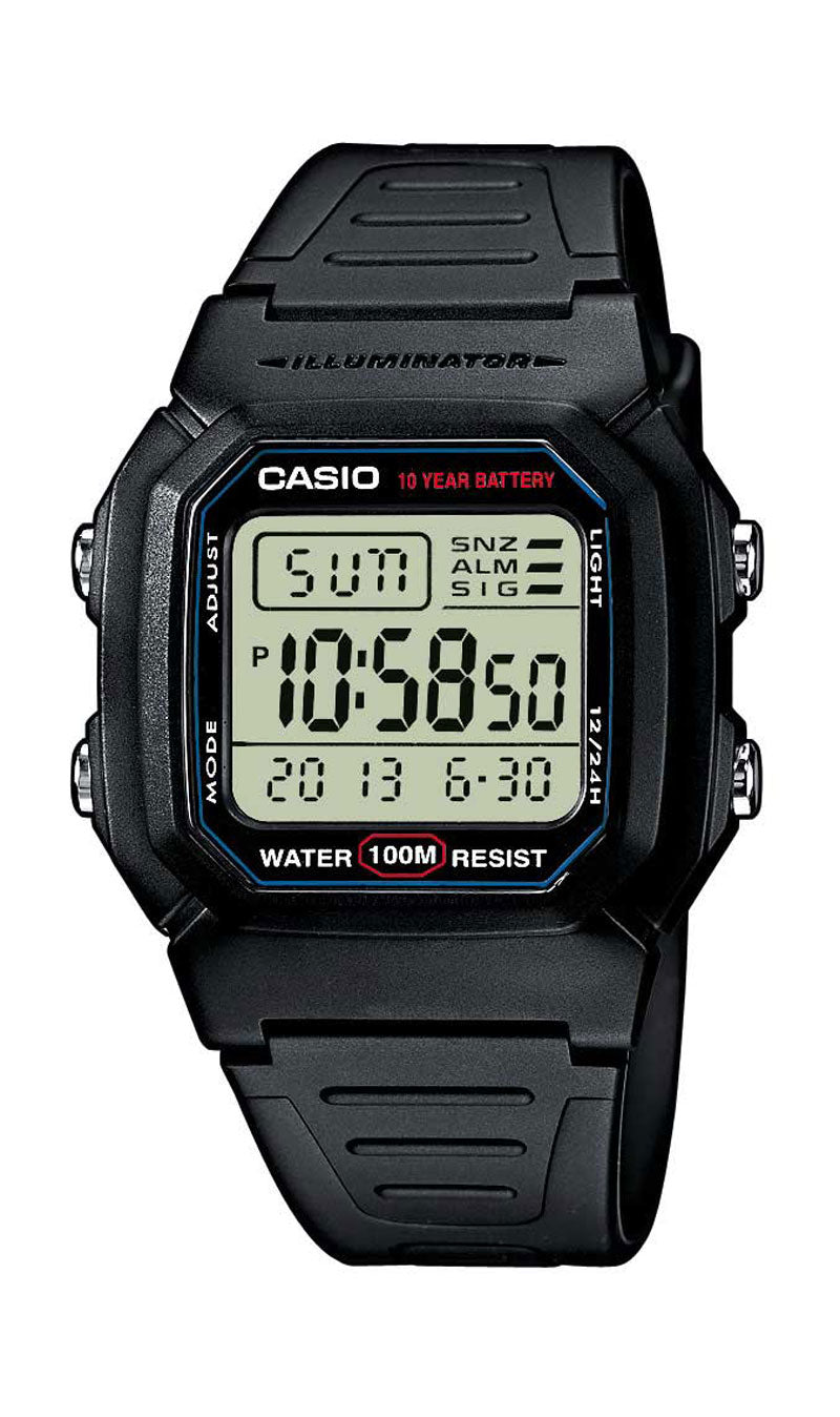 Casio W-800H-1AVES Herren Uhr • 10-Jahres-Batterie • LED-Beleuchtung