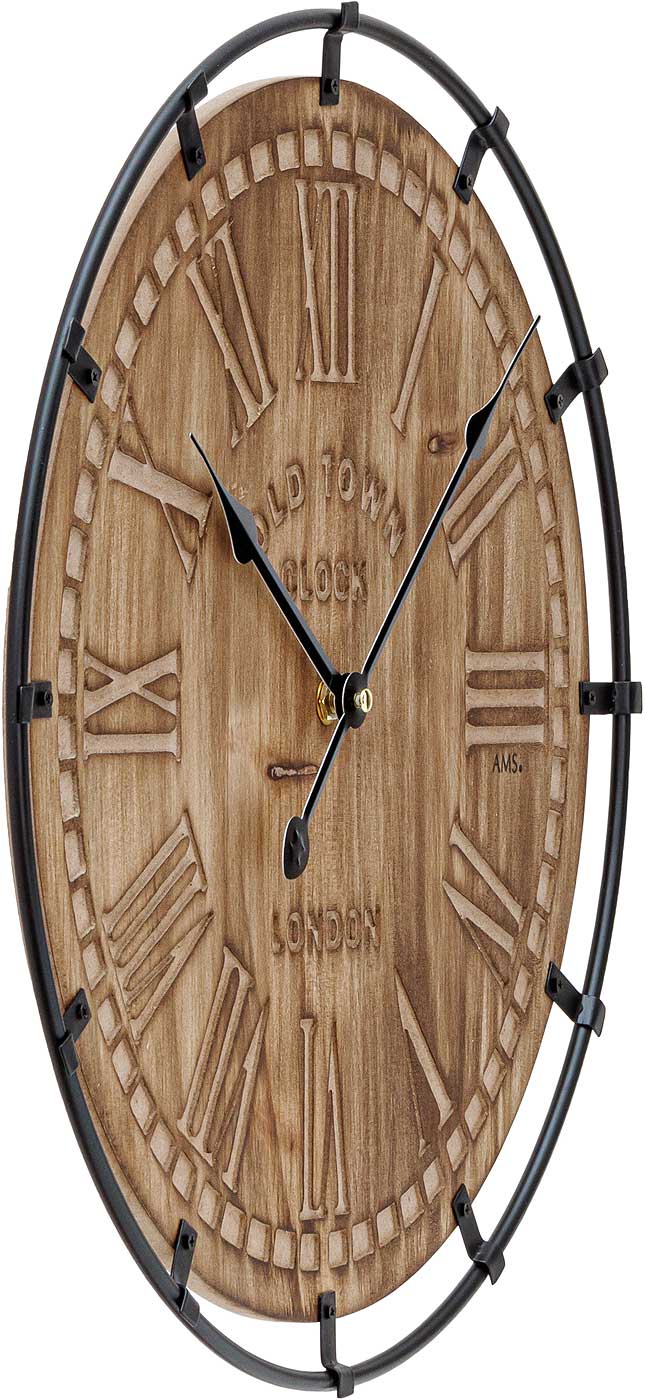 AMS Wanduhr 40x40x3 cm Holz • Quarz Uhrwerk • Modernes Design