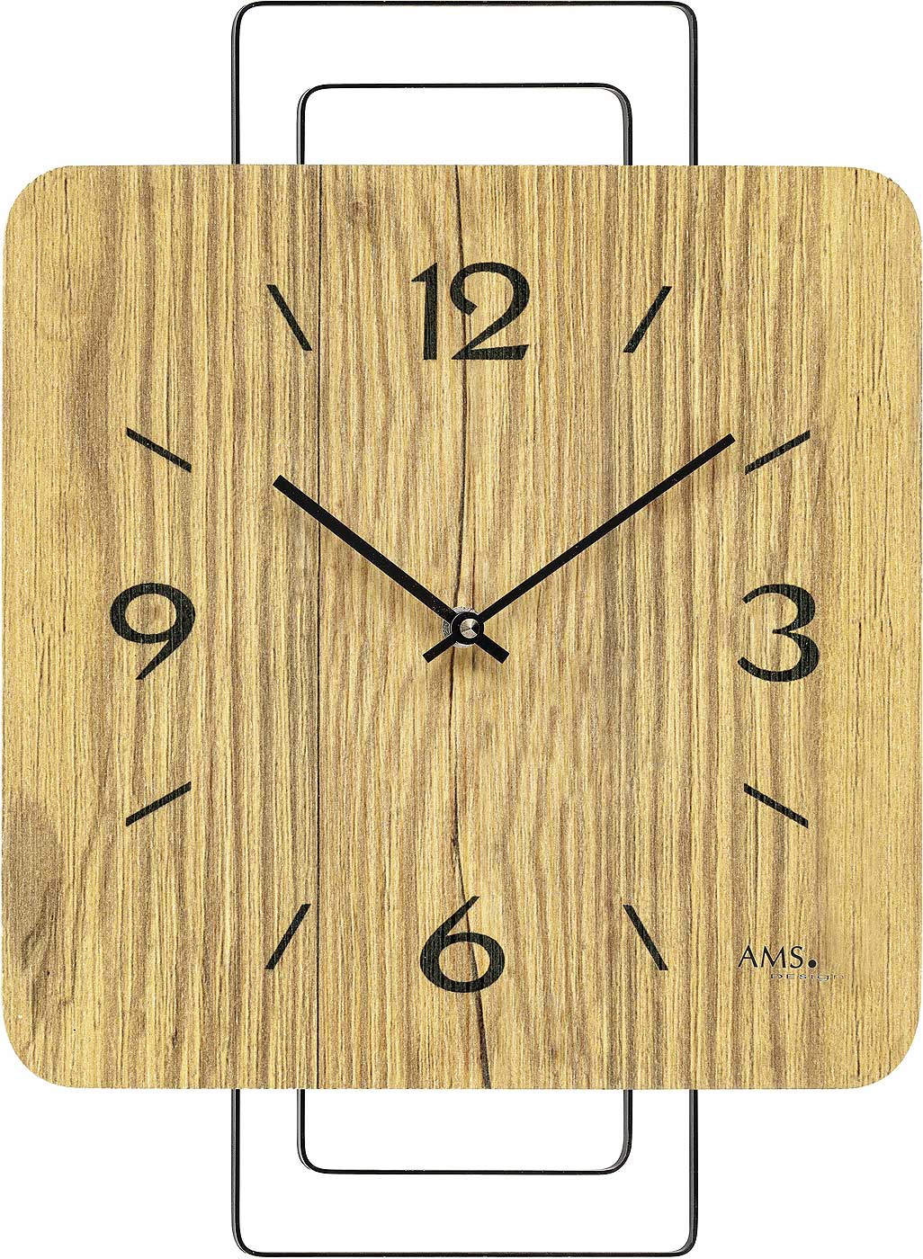 AMS Wanduhr 42x23x5 cm Holz • Präzises Quarz Uhrwerk • Modernes Design