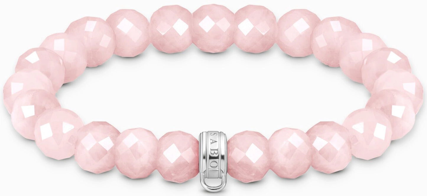 Thomas Sabo Bead-Armband Modell: X0292-034-9-L19 aus Rosenquarz-Beads und ringförmiger Öse für Charms