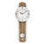 Pendeluhr-Wanduhr: Nussbaumgehäuse, weißes Ziffernblatt, Aluminium, Mineralglas
