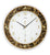 Braune Wanduhr mit goldfarbenem Ring, Ziffern und Zeigern, AMS-Logo