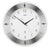 Wanduhr mit silbernem Gehäuse, weißem Zifferblatt und schwarzen Zeigern