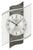 Wanduhr mit rundem Zifferblatt, dunkelgrauem Holzdekor und silbernen Metallrahmen
