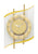 Goldene Funk-Wanduhr mit Mineralglas, gelbem Zifferblatt und römischen Zahlen