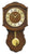 Nussbaumfarbene Wanduhr mit offenem Ziffernblatt und goldfarbenem Pendel