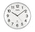 Funk-Wanduhr mit weißem Zifferblatt, schwarzen Zeigern und AMS-Logo