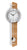 Pendelwanduhr mit rundem Zifferblatt, weißem Rand und Holzpendel