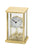 Goldfarbene Standuhr mit Glasscheibe und Ziffernblatt mit arabischen Ziffern