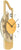 Wanduhr mit Messing-Holzgehäuse, gelbem Zifferblatt, schwarze Zeiger, AMS-Logo