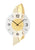 Wanduhr mit rundem weißem Zifferblatt, goldfarbener Mitte und schwarzen Zeigern, Messinggehäuse