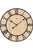 Wanduhr mit rundem Metallrahmen, hellem Holz-Zifferblatt und römischen Ziffern