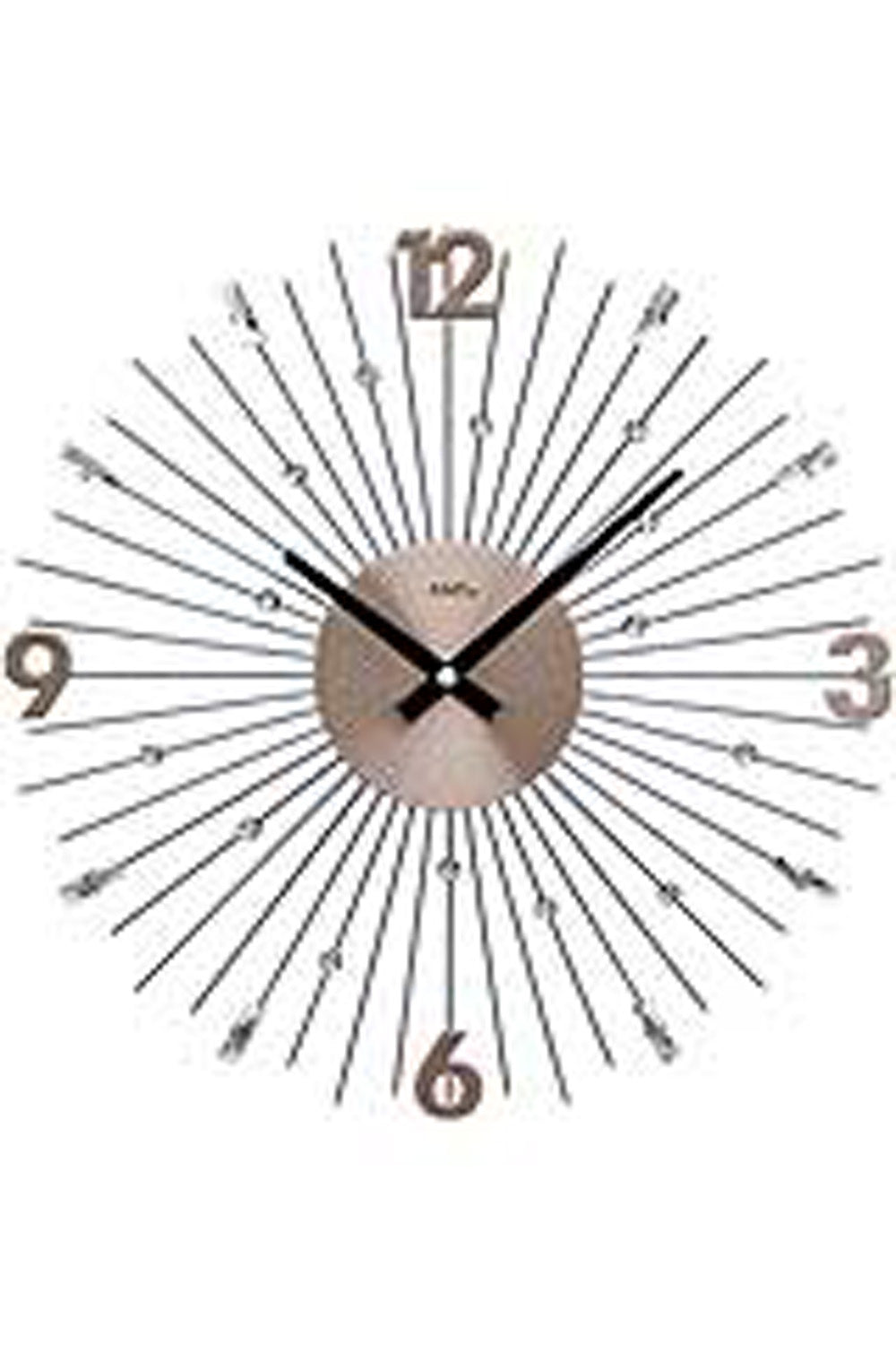 Wanduhr mit anthrazitfarbenem Zifferblatt, Metallstäben und schwarzen Zeigern