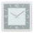 AMS Wanduhr mit blau-grauem Zifferblatt, silbernen Zeigern und quadratischem Glasrahmen