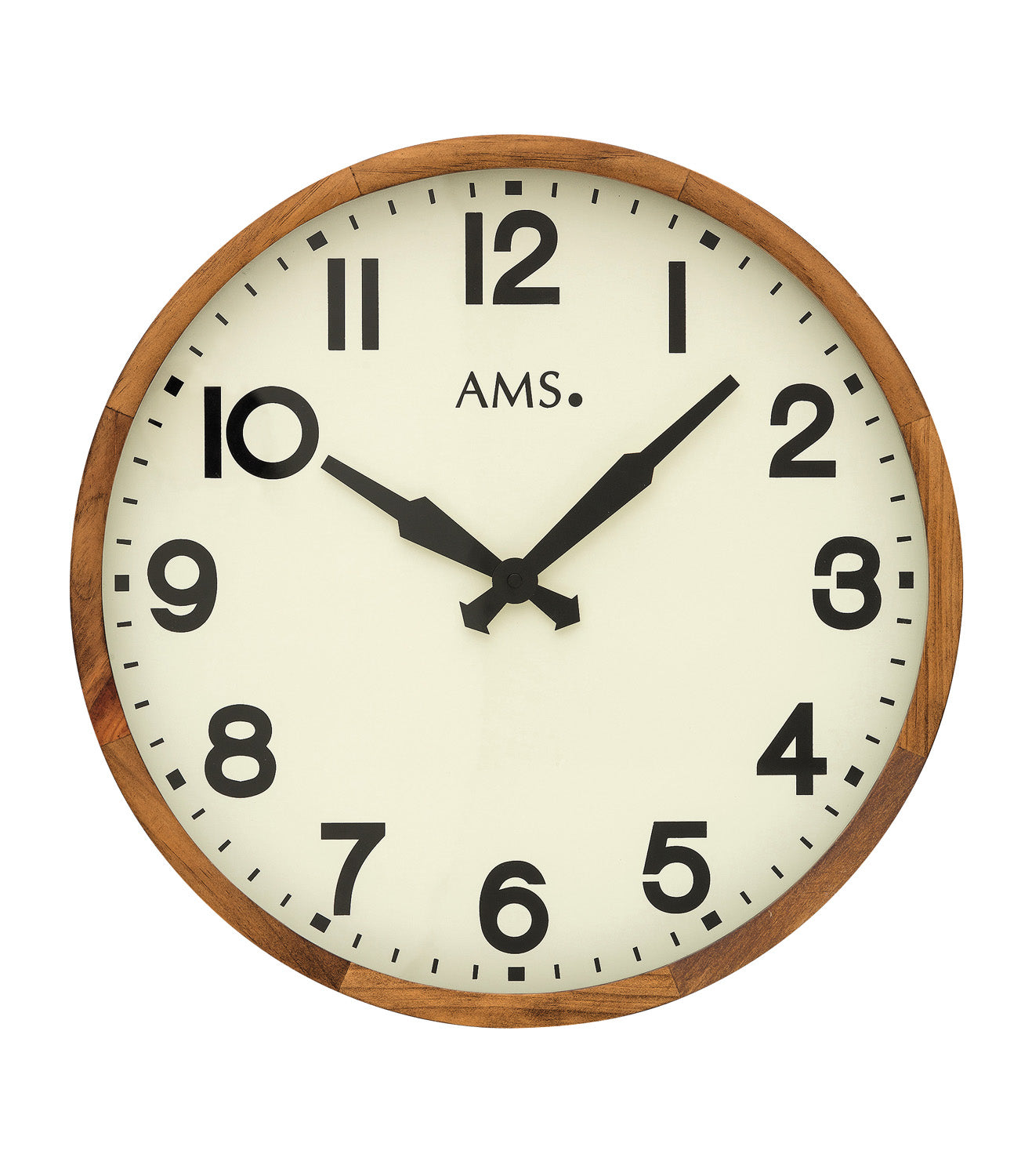 AMS W9535 Wanduhr Antik • Massivholzgehäuse • Mineralglas