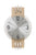 Runde Wanduhr mit silbernem Zifferblatt, Holzrahmen und analogen Zeigern, große Ziffern