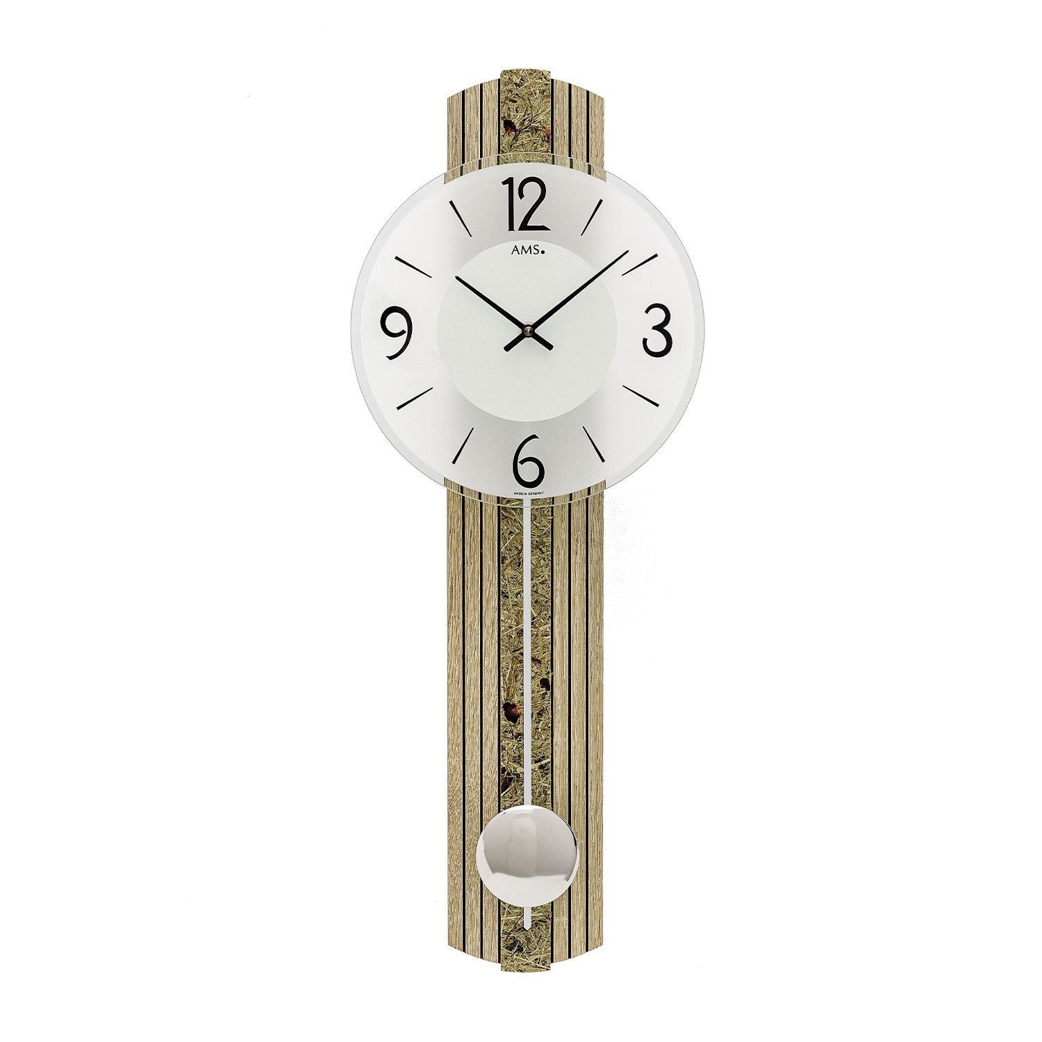 AMS W7489 Wanduhr Sonoma • Quarz-Pendelwerk • Mineralglas facettiert