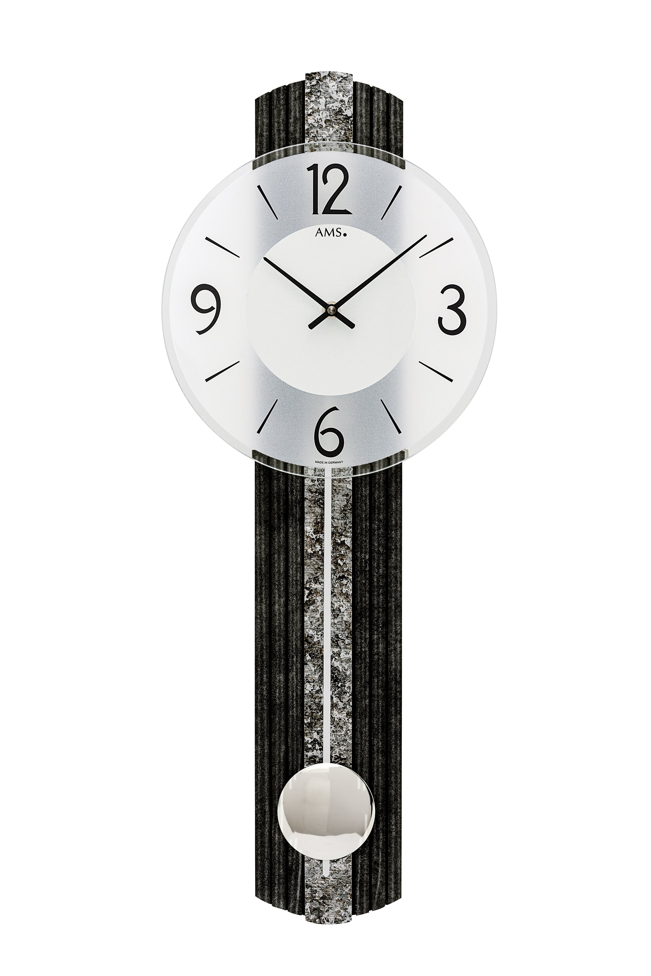 AMS Quarz-Pendeluhr W7486 Wanduhr Messingantik • Quarz-Pendelwerk • Mineralglas facettiert