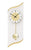 Wanduhr mit Quarz-Pendelwerk: weißes Zifferblatt, schwarze Zeiger, Messingrahmen und Pendel