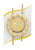 Goldene Wanduhr mit Quarzwerk, rundem Zahlenring und Mineralglas, Ziffernblatt in Gold