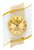 Wanduhr mit rundem Messing-Zifferblatt und schwarzen Zeigern, arabische Ziffern