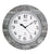 Wanduhr mit rundem anthrazit Steinrahmen und weißem Zifferblatt, schwarze Zeiger