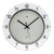 Funk-Wanduhr mit hellgrauem Zifferblatt, schwarzen Zeigern und römischen Ziffern