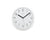 Weiße Wanduhr mit Kunststoffgehäuse, schwarze Zeiger und Ziffern