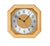 Oktagonale Wanduhr mit hellem Holzgehäuse und rundem Ziffernblatt, schwarze Zeiger