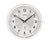AMS Funk-Wanduhr mit silbernem Gehäuse, weißem Zifferblatt und schwarzen Zeigern