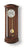 Wanduhr mit massivem Holzgehäuse in Nussbaumfarbe, runde Zifferblattansicht und Pendel