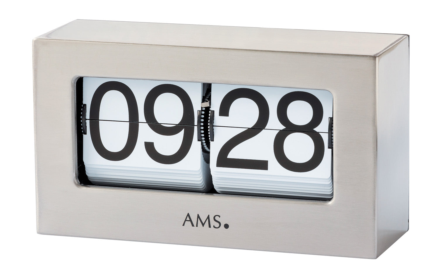 AMS Tischuhr Silber mit LED-Digitalanzeige 09:28 (24h)