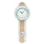 Wanduhr mit rundem Zifferblatt, mineralglasfront und Holz-Einlage, Pendel sichtbar
