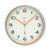AMS Wanduhr, rundes Ziffernblatt mit schwarzen Zahlen und orangefarbenen Zeigern