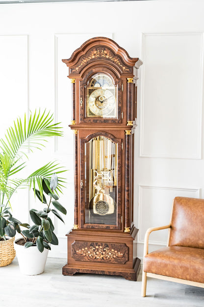 Hermle Standuhr 220x71x36 cm Holz • Kabelzugwerk • Dreifach-Glockenspiel