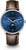 Herrenuhr mit blauem Zifferblatt, braunem Lederarmband und silbernem Gehäuse