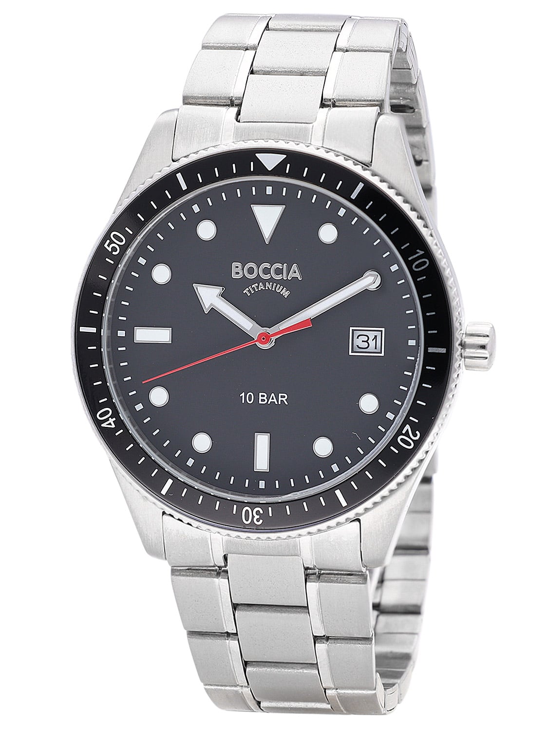 Boccia Sport 3664-06 Herrenuhr Schwarz • Titangehäuse und -band • Mineralglas 10 bar