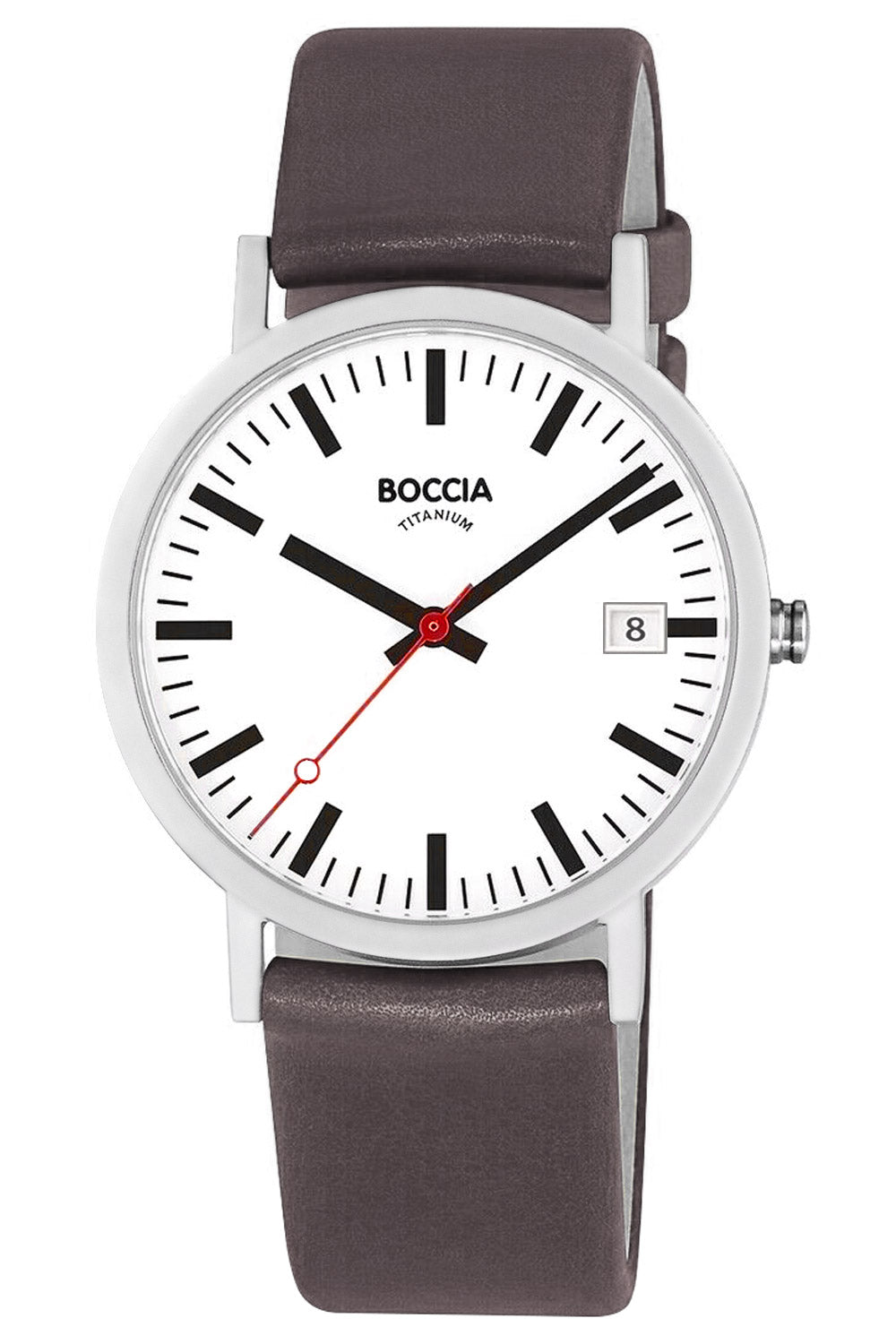 Boccia Classic 3670-04 Herrenuhr Grau • Bahnhofsuhrdesign • Leichtes Titangehäuse