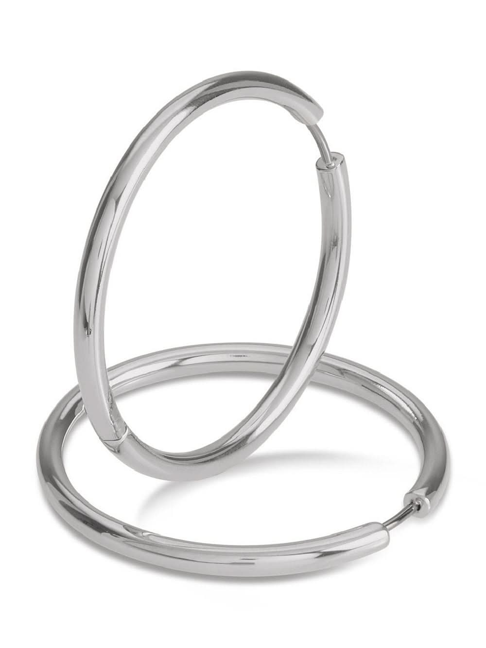 Boccia Titan-Creolen, geschlossene Hoops mit Glanz, silberfarben