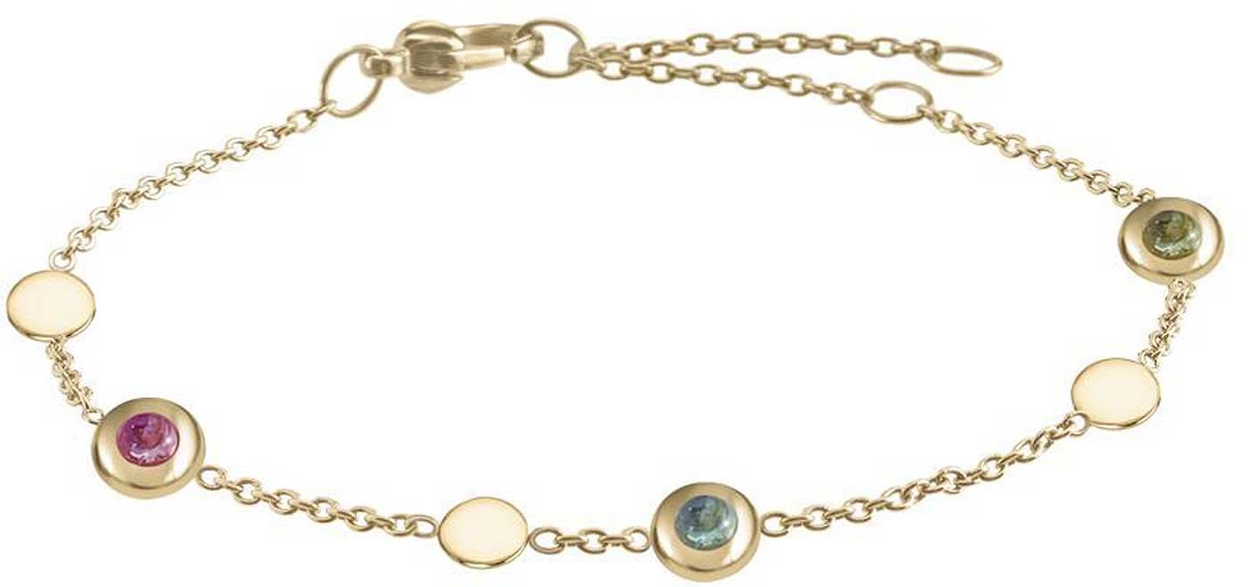 Armband mit 5 bunten Turmalinen in Zargenfassungen - Boccia Jewelry Modell: 03042-02