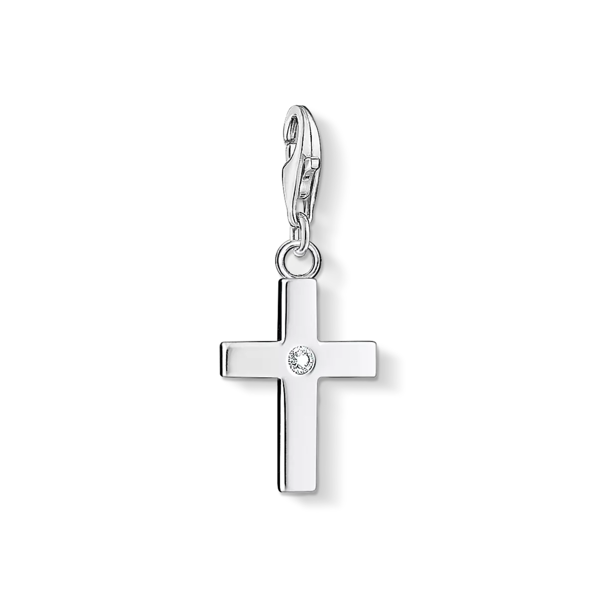Kreuz-Anhänger aus 925 Sterlingsilber mit kleinem Stein im Kreuz