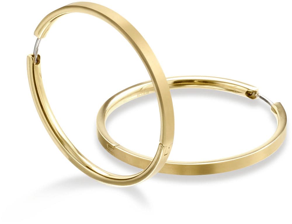 Goldfarbene Creolen aus goldplattiertem Reintitan mit ovalem Ringdesign