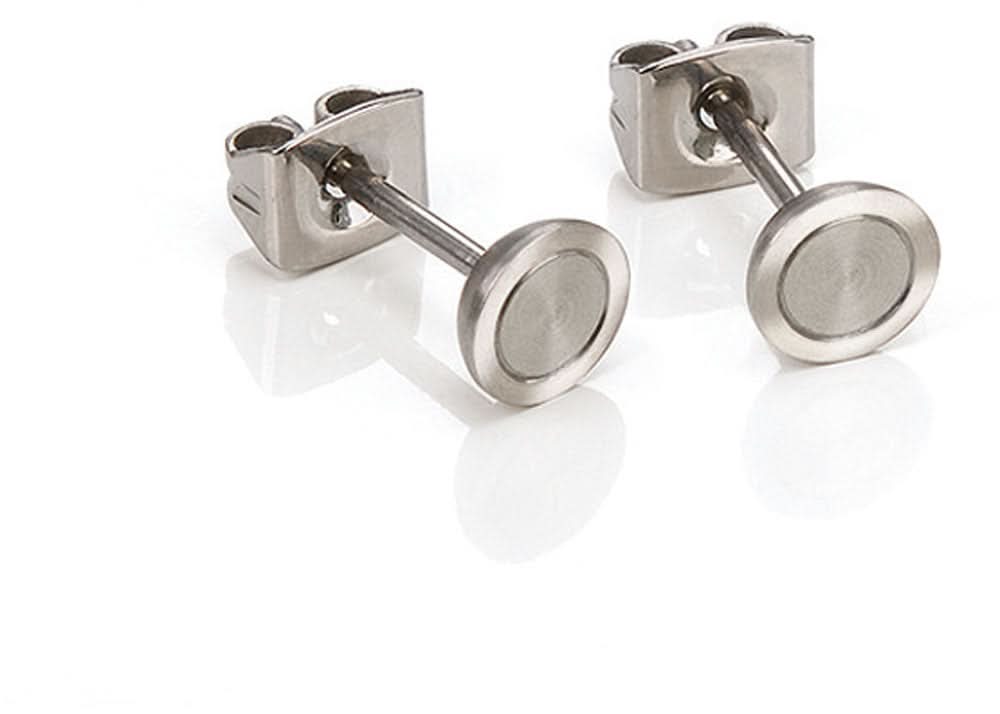 Satin-mattierte Ohrstecker mit runden Scheiben, silberfarben