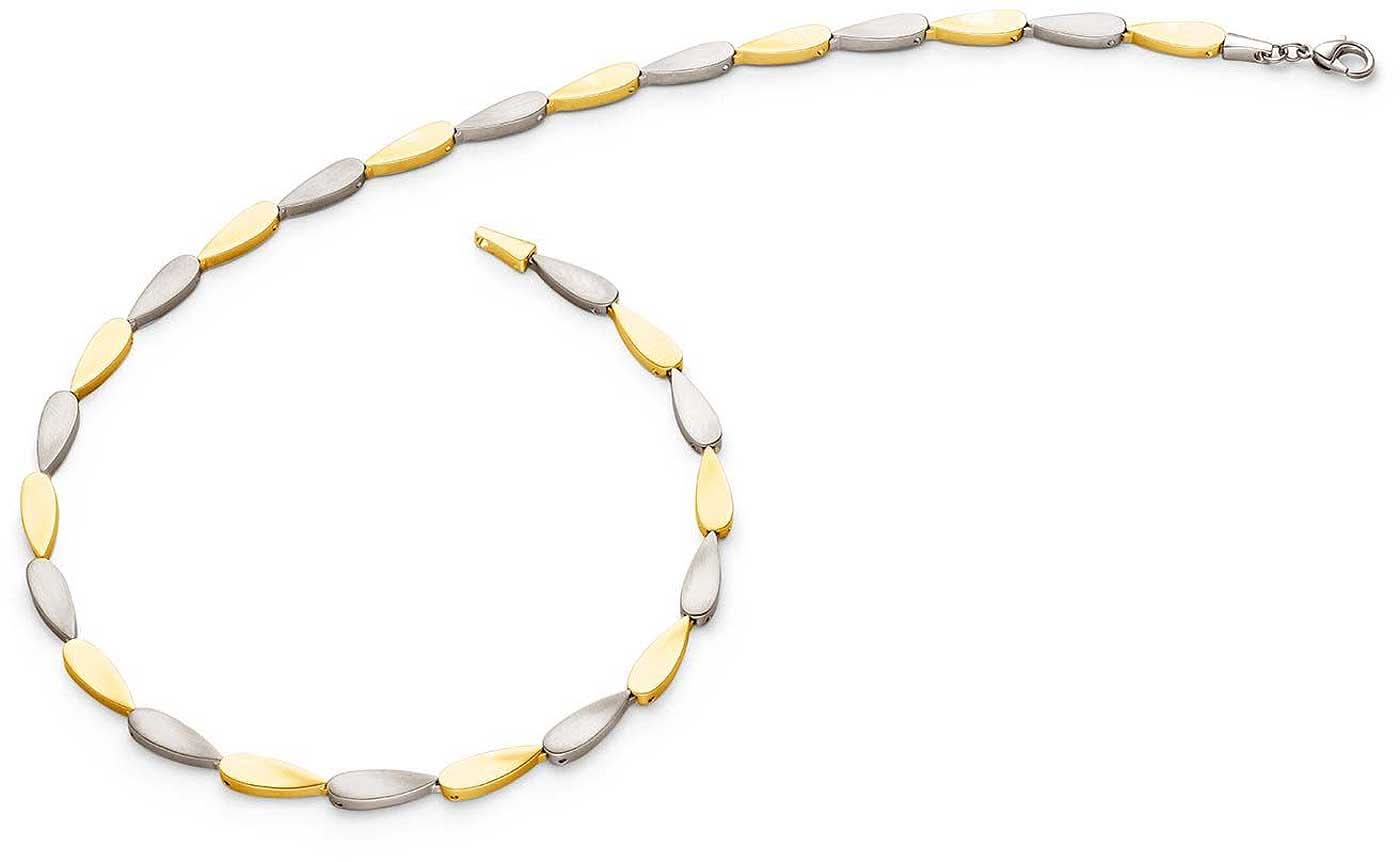 Zweifarbiges Collier mit ovalen Gliedern aus Gold- und Silberoptik, mit Karabinerverschluss