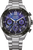 Herrenarmbanduhr mit blauem Zifferblatt, Chronographen-Subdials und silbernem Edelstahlarmband