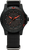 Herrenarmbanduhr mit schwarzem Zifferblatt, roten Markierungen und schwarzem Textilband