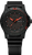Traser P66 Herrenuhr mit schwarzem Gehäuse, roter Ziffernmarkierung und Kautschukband