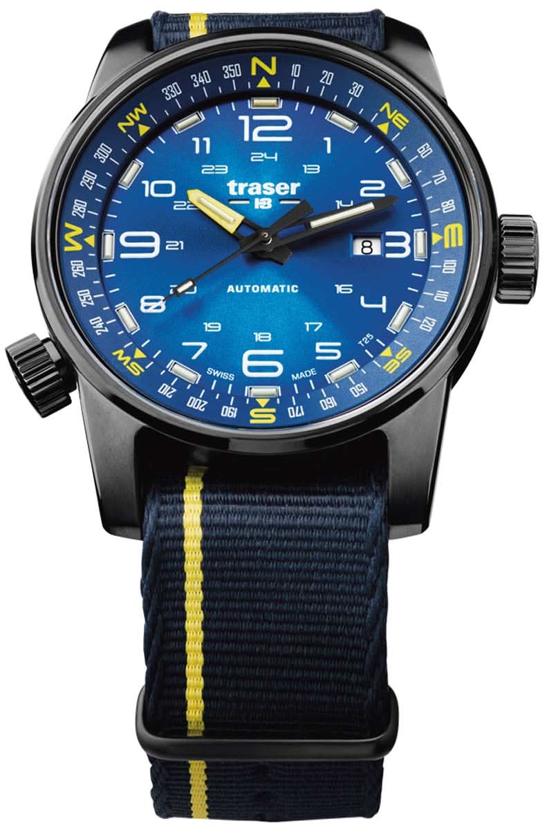 Traser P68 Pathfinder Herrenarmbanduhr mit blauem Zifferblatt und Textilarmband